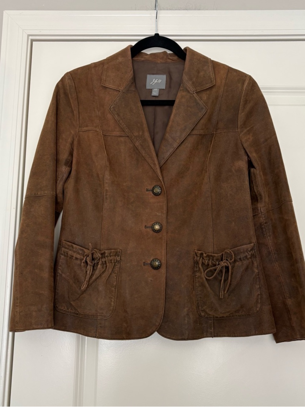 J.Jill Women’s Brown Soft Suede Leather Blazer Jacket